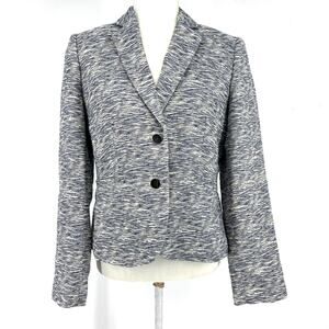 Calvin Klein Women's 8 Blue Textured Short Single Breasted Lined Blazer‎ Jacket